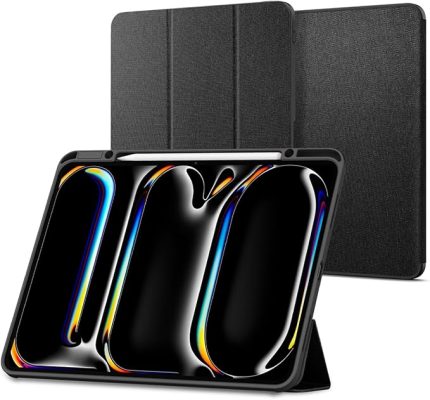 iPad Pro 13" (2025/2024) ile Uyumlu Kılıf Urban Fit Örgü Kumaş Siyah Kapak - ACS07010 (Spigen TR Garantili)