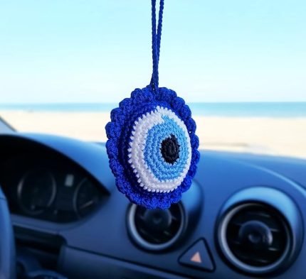 Zengin Nazarlık, El Yapımı Araba Aynası Süsü, Oto Dikiz Aynası Süsü, Stress Azaltıcı, Kapı Montajı, Mavi, Araç Dekorasyonu, Araç Aksesuarı