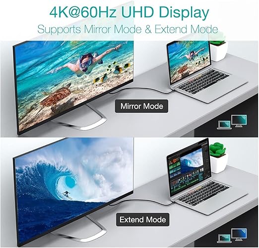 Force 100W Type-C to Type-C USB 3.1 Gen2 10 Gbps 4k@60hz Hızlı Şarj Data ve Görüntü Aktarım Kablosu Örgülü GN (3 Metre) - Görsel 5