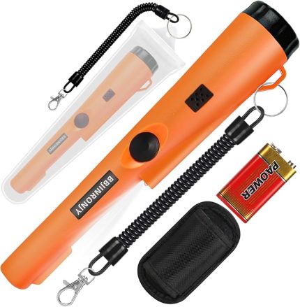 Metal Dedektörü, Metal Dedektörü Pinpointer Araştırma Hazine Avı 360° Altın Hazine Arayışı Kemer, Kılıf, LED, Su Geçirmez Alet Aksesuarları (Turuncu)