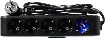 5Lı 2Mt Topraklı Korumalı Siyah Priz