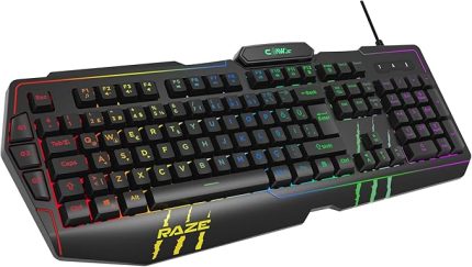 Raze RGB Yazılım & Harici G-Makro Tuşlu - Lazer Baskılı Özel ABS Materyal - Örgü Kablolu Membran Oyuncu Klavyesi