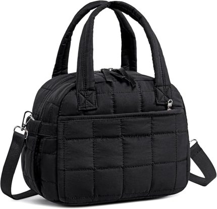 Yalıtımlı öğle yemeği kutusu kadın tekrar kullanılabilir öğle yemeği çantası kordon öğle yemeği çantası sızdırmaz termal soğutucu öğle yemeği kutusu büyük kapasite (B-siyah - (yükseltme))