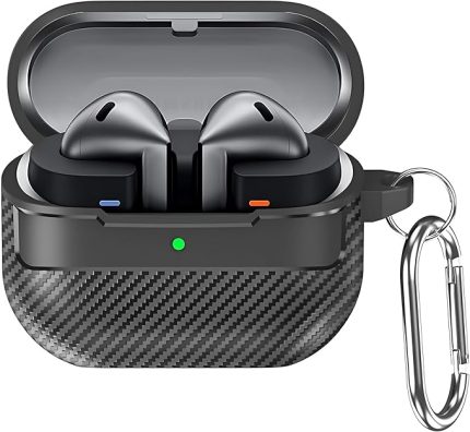 Samsung Galaxy Buds 3 Pro, Buds 3 ve Buds 3 FE ile Uyumlu Mat Karbon Fiber Dokulu Darbelere Dayanıklı Premium Silikon Kılıf (Galaxy Buds 3 Pro/3/3 FE)