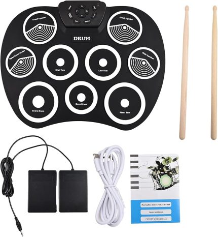 Drum Seti, 7 Davul Grubu, pedalları, çocuk Için Davul çubukları Ev uygulaması Veya Sahne performansı Ile Davul Elektronik Davul Pedini Yuvarlayın