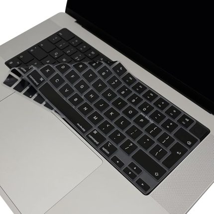 Macbook Kılıf M1-M2-M3-M4 Air Pro Klavye Koruyucu İngilizce Baskılı (UK-EU) TouchID'li A2681 A2941 A2442 A2485 ile Uyumlu Siyah