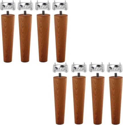 ADET Ahşap Ayak 15 Cm Açık Meşe M8 Civatalı Bağlantı Aparatlı Dolap Mobilya Koltuk Kanepe Destek Ayağı Ayakları