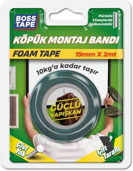 Tape 10 KG Köpük Montaj Aksesuar Yapıştırma Bandı 19mmx2mt