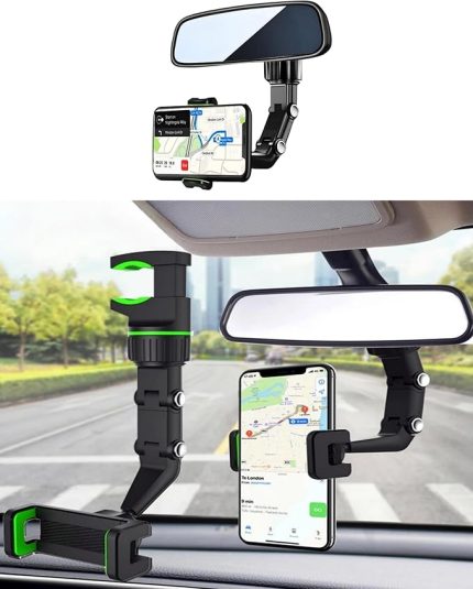 Dikiz Aynası, Koltuk Arkası, Çalışma Masası Telefon Tutucu, Standart, iPhone, Samsung, Xiaomi, Huawei Uyumludur, 360 Dönebilen Çok Fonksiyonlu Akrobat Telefon Tutucu