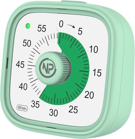Mutfak,Ders,Yemek için 60dk Analog Alarm Zamanlayıcı,Pomodoro Öğrenci Motivasyon Saati (Yeşil)