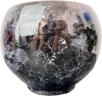 Tasarımı Ev Dekorasyon Siyah Mermer Efektli Artistik Çift Sırlı İç Ve Dış Mekan Kullanımlı Toprak Terrakota Saksı Saksılık Salon Çiçeklik