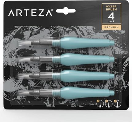 Suluboya boyama için su fırçası kalemleri, 4'lü su kalemi seti, çeşitli yumuşak naylon kıl ucu boyutları, kendinden nemlendirici, doldurulabilir su fırçası seti, Aquarelle mürekkep için