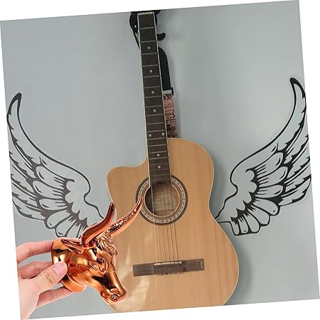1 Takım Boğa Başı Gitar Gitar Monitör Standları Ukulele Duvarı Bas Ukulele Dekoratif Duvar Kancası Gitar Askısı Duvar Kancası Kapı Havlu Askısı Gitar Braketi Golden Karın Kası - Görsel 2