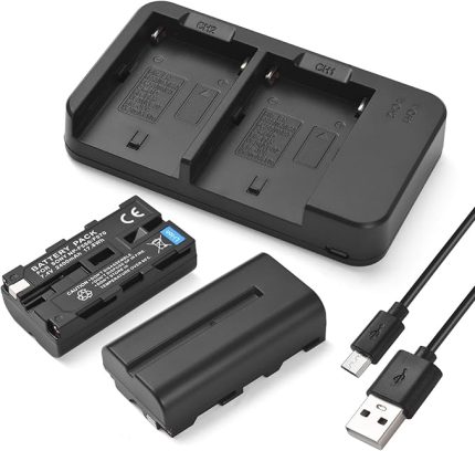 Kamera NP-F550/F570 Pil ve Şarj Kiti, 2 yuvalı Pil Şarj Cihazı + 2 adet NP-F550/F570 Piller 7.4V 2400mAh + USB Şarj Kablosu Değiştirme NP-F970 F750 F770 F960 F550 F530 F330 F570