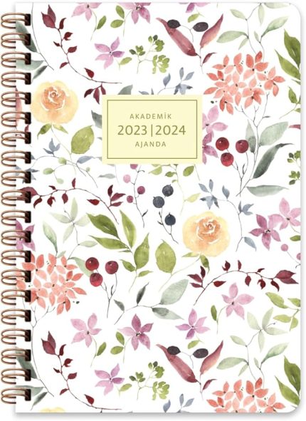 Color A5 (15 * 21) Spiralli Akademik Ajanda - Çiçek