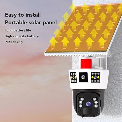 güneş Enerjili Güvenlik kamerası, Kablosuz 4G güneş Güvenlik kamerası, çift Lens 2K Renkli Gece görüşü PIR Hareket Algılama Ev Gözetim Için Yerleşik güneş Paneli Ile - Görsel 3
