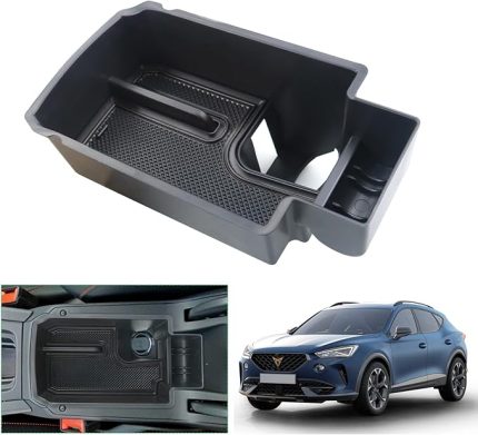 Seat Leon MK4/ Cupr-a Formentor 2020-2024 2025 Kolçak Düzenleyici, Yeni Seat Leon 4 KL ST FR Formentor VZ Facelift Orta Konsol Saklama Kutusu Tepsi Orta Kol Dayanağı Torpido Gözü (Siyah1)