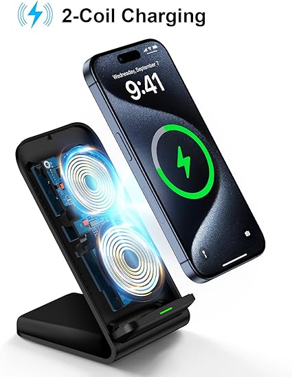 Kablosuz Şarj Cihazı Hızlı Şarj Standı Kablosuz Android Masa Telefonu Şarj Standı Samsung Galaxy S24 Ultra S24+ S24 S23 FE S22 S21 S20 S10 S9 S8, iPhone 15 Pro Max Plus 14 13 12, Pixel 8 7 - Görsel 3