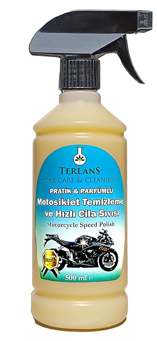 Motosiklet Temizleyici Parlatıcı Hızlı Cila | Boyalı Alan & Plastik Aksam | Parfümlü | 500 ml SPREY + Mikrofiber Bez