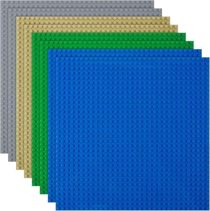Klasik Taban Plakaları, 8'li Paket Kare 32x32 Saplama Yapı Tabanı, 10 "× 10" Büyük Yapı Levhası Taban Plakaları, Tüm Büyük Markalarla %100 Uyumlu, Yapı ve Teşhir Panosu Seti - Gri/Yeşil/Kum/Mavi