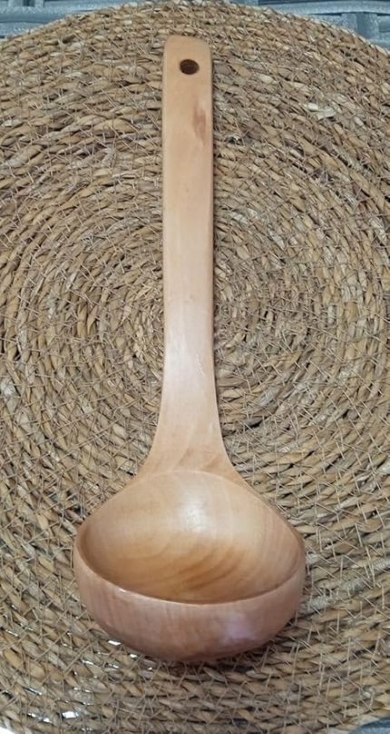 Doğal Ahşap Kepçe 27cm Çorba Yemek Kepçesi