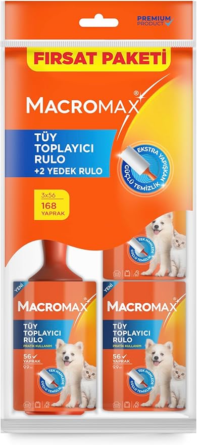 Tüy Toplayıcı Fırsat Paketi, 1 Rulo ve 2 Yedek Rulo (Toplam 168 Yaprak)