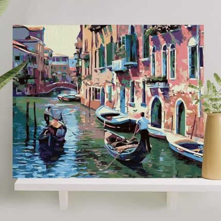 Hobi Sanat Sayılarla Boyama Tuval Seti Fırça Boya Dahil (Çıtalı) 40x50 CM - Venedik