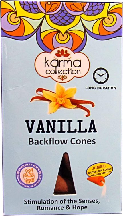 Darshan HD Vanilya Aromalı Karma Collection Long Time Uzun Süreli Geri Akış Jumbo Boy Backflow Cones Konik Tütsü Paket 10 Adet