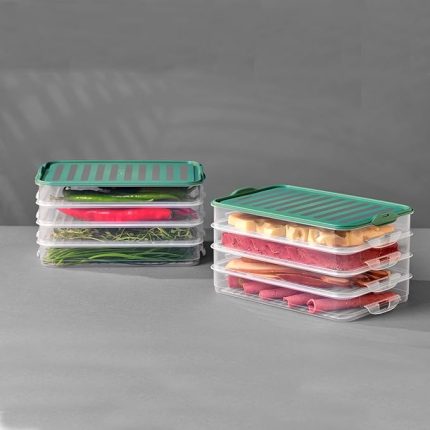 4'lü Klipsli 3 Litre Buzdolabı Düzenleyici Difriz-Mikrodalga Uyumlu Saklama Kabı G-462 Sage 4 X 750 ml Easy Click