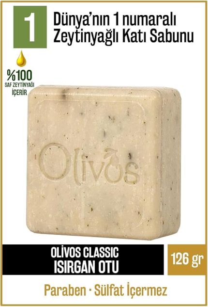 Doğal Klasik Serisi Isırgan Otu ve Zeytinyağlı Katı Sabun - Isırgan Otu Özleri ile Zenginleştirilmiş, Cilt Besleyici ve Arındırıcı, 100 gr (Isırgan Otu)