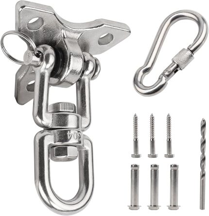 Tavan kancası, asma koltuk, 360° döndürülebilir, ağır yük kancası, salıncak kancası, 500 kg tavan kancası, ağır yük, paslanmaz çelik, ahşap kirişler için salıncak kancası, boks torbası tutucu,