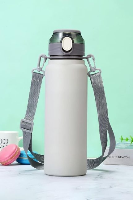 L Çelik Gri 800 ml Askılı ve Pipetli Matara Suluk cin411gr-8