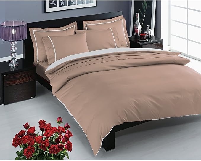 Prestige Saten Delux Düz %100 Pamuk Saten Nevresim Takımı, Cappucino, Çift Kişilik
