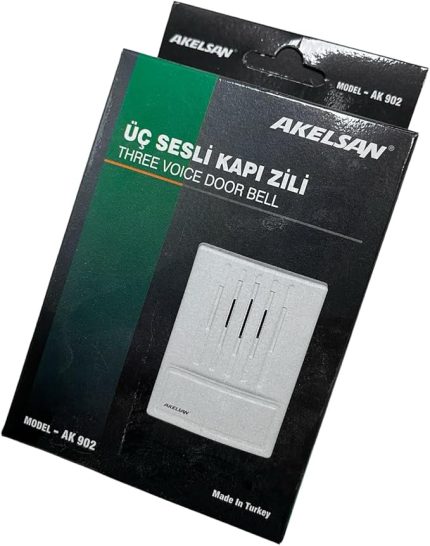 Kanarya Kapı Zili AK-902 – 3 Sesli, 12V AC, 11x8x2 cm – Zil Trafosu ile Uyumlu, Kolay Montaj