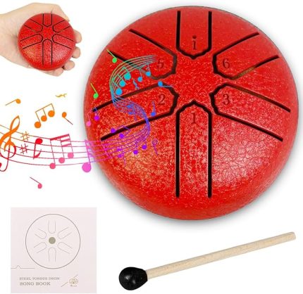 Dil Davul, 3 inç 6 Ton Dil Davul Pan Perküsyon Enstrümanı, Çelik Dil Tamburu, Çelik Pan Tonları Vurmalı Enstrüman, Tokmaklı Çelik Handpan Davul, Meditasyon, Yoga Ses İyileştirme için
