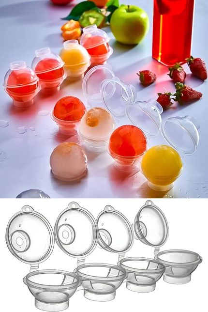 4'lü Küre Buz Topu Kalıbı - Yuvarlak Içecek Buz Topu Dondurucu Buzluk Saklama Ve Sunum Kabı