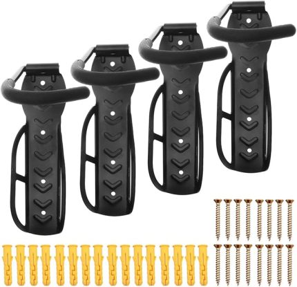 tutucu duvar 4'lü set, bisiklet duvar askısı, çelik, bisiklet standı, dağ bisikleti için duvar askısı, montaj malzemesi dahil, garaj veya kiler için ideal, siyah