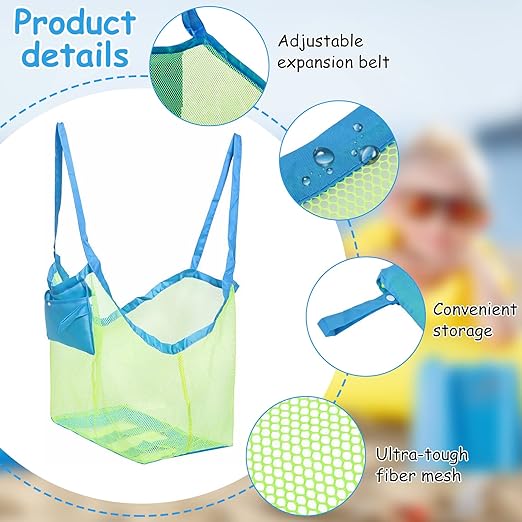 oyuncağı çantası, büyük kum oyuncağı, file çanta, file çanta, plaj oyuncakları için saklama çantası, tekrar kullanılabilir, katlanabilir, su oyuncağı tatil için (1) - Görsel 2