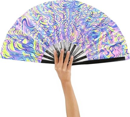 El yelpazesi, UV ışıltılı, büyük bambu katlanabilir Çin dekorasyon saunası yelpazesi, düğün Clack el yelpazesi, çılgınlık, Hanfu/Cheongsam, festival, kulüp, etkinlik, parti, dans, performans