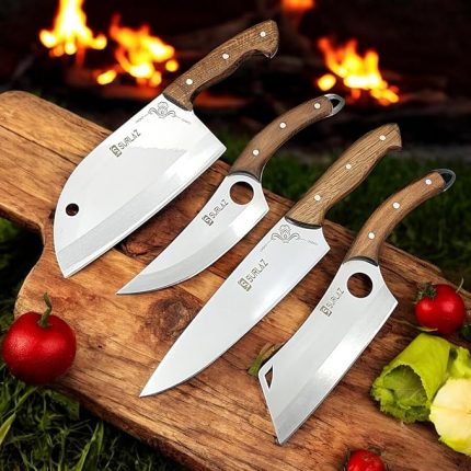 Şef Bıçak Seti 4 Parça Almazan Bıçak Outdoor Bıçakları Hediyelik Bıçak