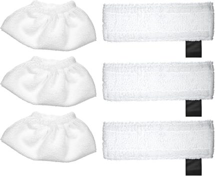 SC2 / SC3 / SC4 / SC5 Paspas Bezi Aksesuarları için 6 Paket Bez Seti Paspas Pedlerinin Değiştirilmesi (3 Bez Nozul Kapakları ve 3 Mikrofiber Paspas Pedleri)