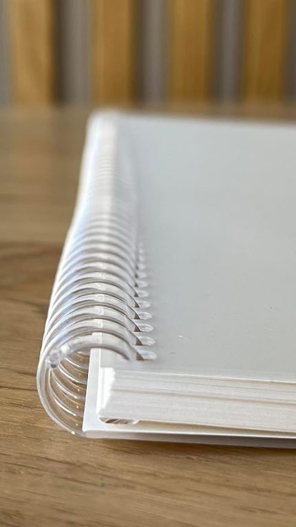 Boyutunda Şeffaf Kapağa Sahip Yırtılmaz Su Geçirmez Spiralli 60 Yapraklı Defter, Ofis İçin İdeal, Planlayıcı (Çizgisiz)