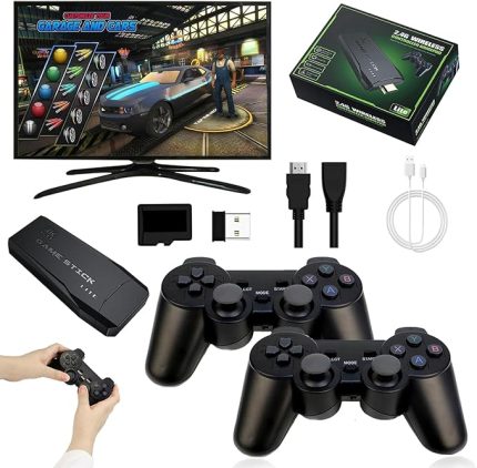 Video Oyun Konsolu, 20.000+ Klasik Oyun Konsolu, 64G 4K HDMI Çıkışı Game Stick, İki Kablosuz Oyun Konsolu 2.4G Tak ve Çalıştır TV Çubuğu Taşınabilir Konsol Retro