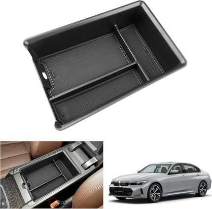 BMW 3 serisi G20 G21 2019-2024 2025/4 serisi G22 i4 G26/ i3 G28 2023-2025 orta konsol saklama kutusu, kolçak düzenleyici tepsi torpido gözü, 3'lü G21 aksesuar (siyah)
