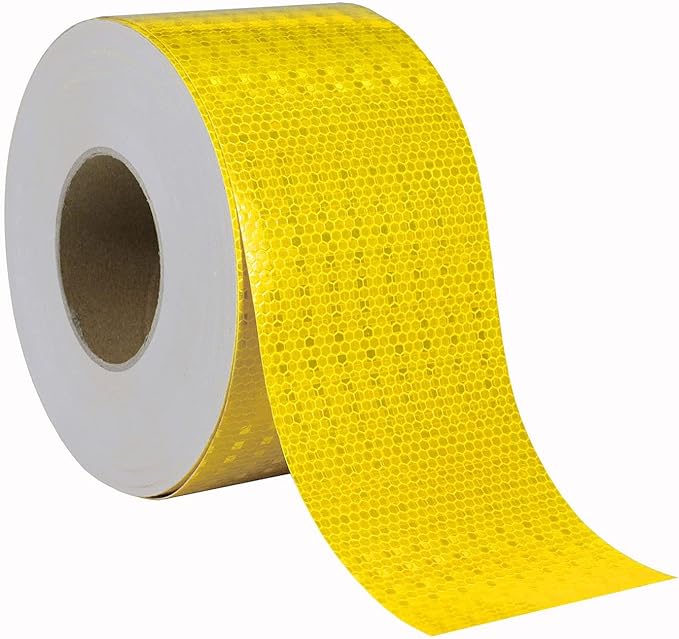 5 Metre Reflektörlü Reflektif Fosforlu Şerit Bant Reflekte İkaz Bandı 10 Cm Sarı