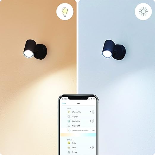 Imageo 1'li spot ayarlanabilir beyaz, tavan lambası, kısılabilir, sıcak ila soğuk beyaz, Wi-Fi üzerinden uygulama/ses ile akıllı kontrol, siyah - Görsel 4