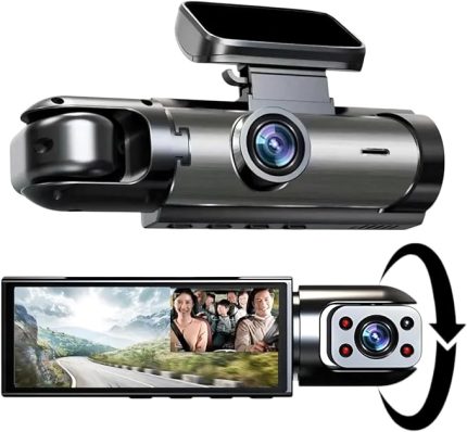 Kameralı Araç Kayıt Cihazı, 1080P Full HD, 170° Ön ve 120° Kabin Görüş, G-Sensörlü, 3,16 İnç Ekran