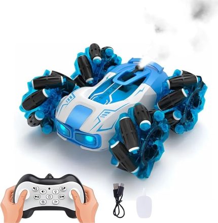 Buhar Atan Şarjlı Full Fonksiyon Uzaktan Kumandalı Akrobat Araba Duman Atar Dahili Typc-e Şarj (Mavi)