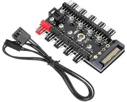 8849 10 Port Fan Power Sata Güç Switch Pwm Çoklayıcı, Sata power 10 Port soğutma fan splitter hub, PC bilgisayar soğutma sistemi için kullanılır.