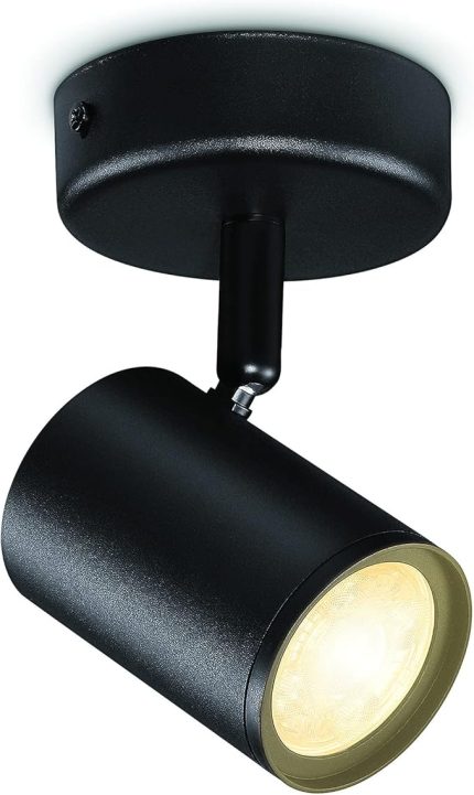 Imageo 1'li spot ayarlanabilir beyaz, tavan lambası, kısılabilir, sıcak ila soğuk beyaz, Wi-Fi üzerinden uygulama/ses ile akıllı kontrol, siyah